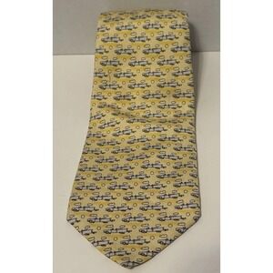 Vineyard Vines Mens Tie Convertible Car 100% Silk Yellow USA Motorsports 58x4 In